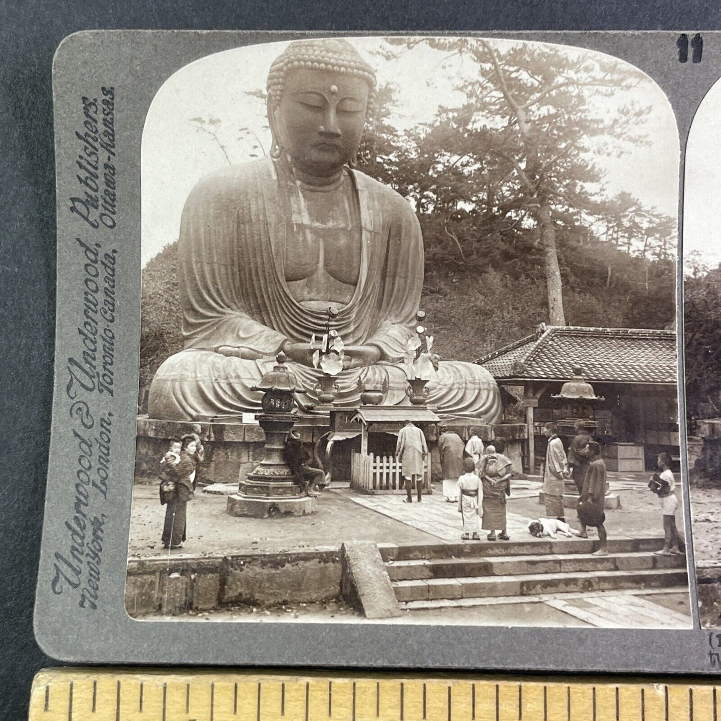 The Great Bronze Buddha Kamakura Japan Stereoview Antique c1904 Y2581