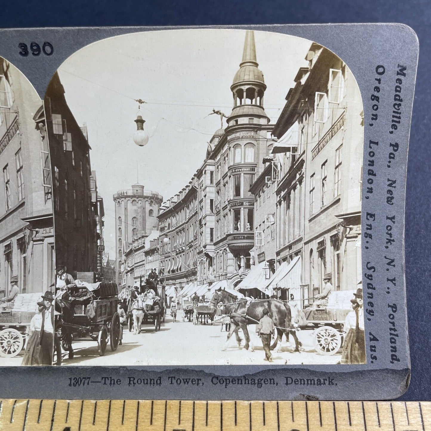 Antique 1901 Horse Riders In Copenhagen Denmark Stereoview Photo Card P2109