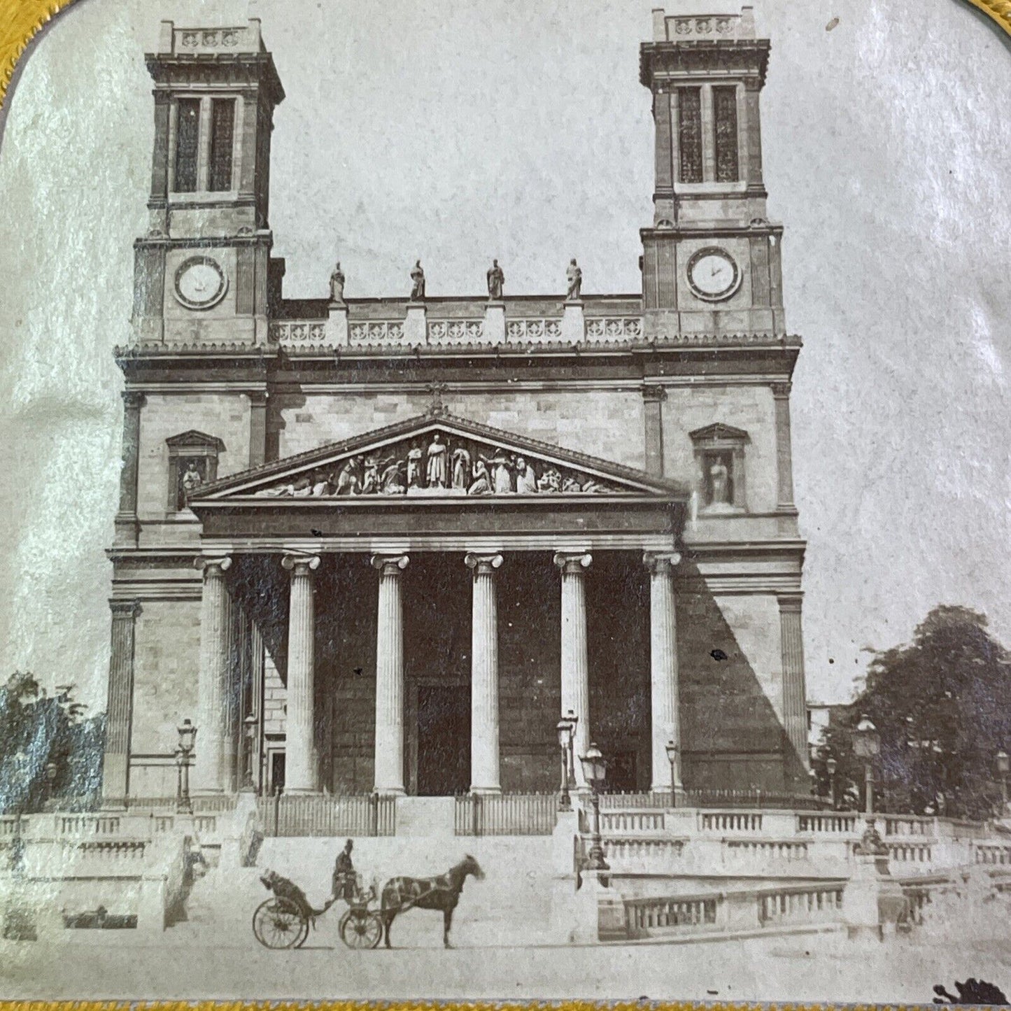 Saint Vincent De Paul Church Paris Stereoview French Tissue Antique c1860 XT2130