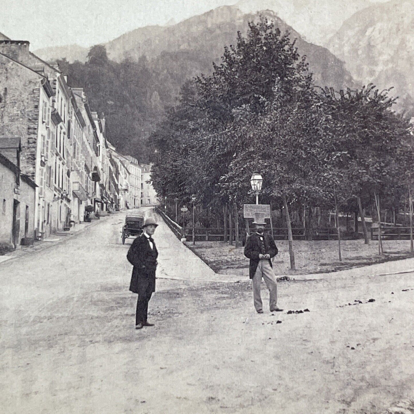 Eaux-Bonnes Village Commune Stereoview Laruns France Antique c1875 X3555