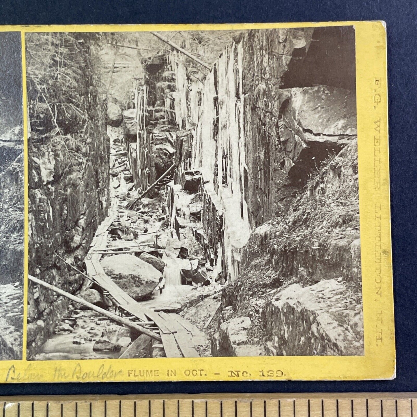 Franconia Notch Below Boulder Stereoview New Hampshire F.G. Weller c1870s Y927