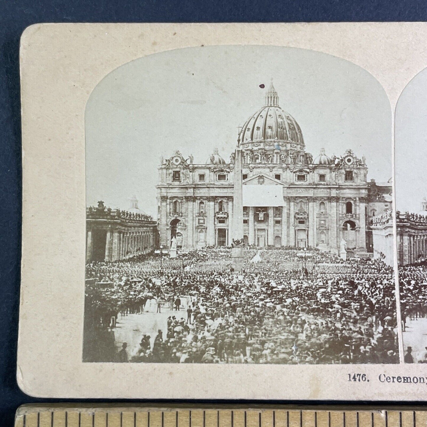 Easter Ceremony St. Peter's Basilica Stereoview Rome Italy Antique c1880 X3613