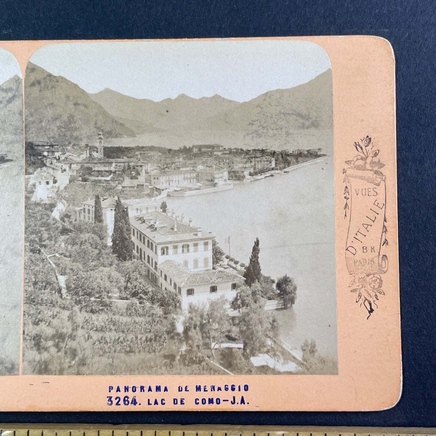 Lake Como Menaggio Italy Stereoview Lombardy Region Antique c1875 X3237