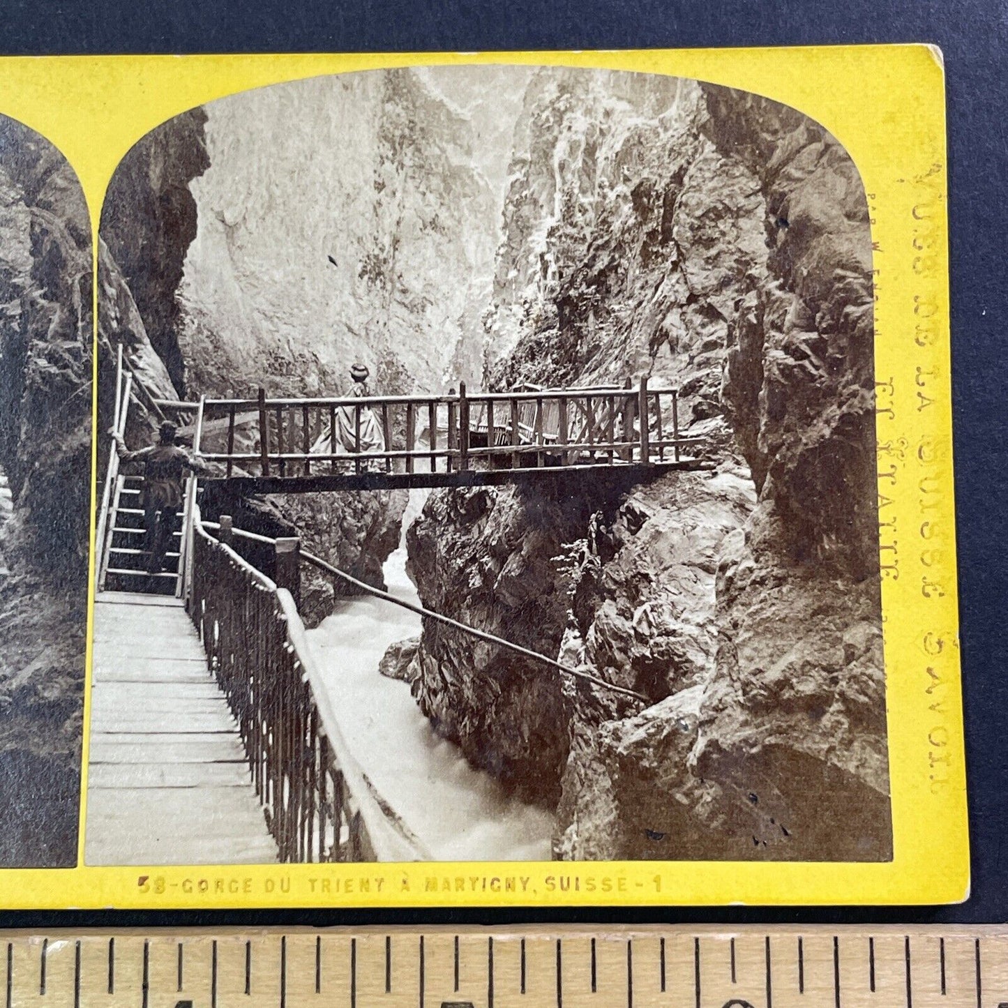 Trient Gorge Martigny Switzerland Stereoview William England Antique c1870 X4234