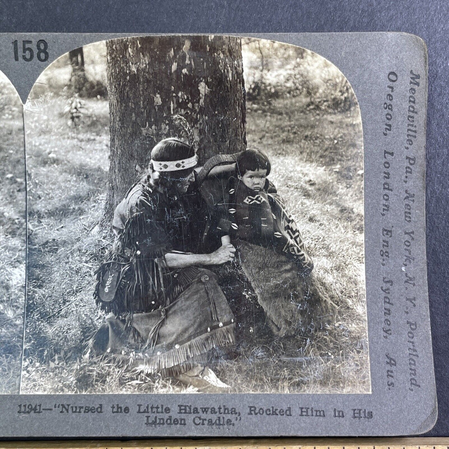 Native American Indian Mother and Child Stereoview Northern Michigan c1899 Y1220