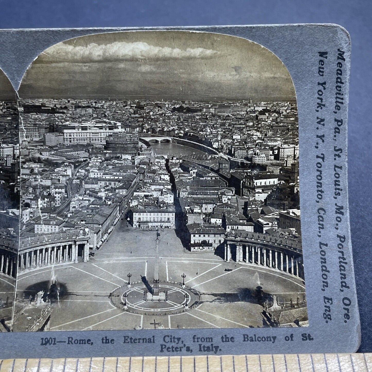 Antique 1904 City Of Rome From St. Peter's Italy Stereoview Photo Card P2047