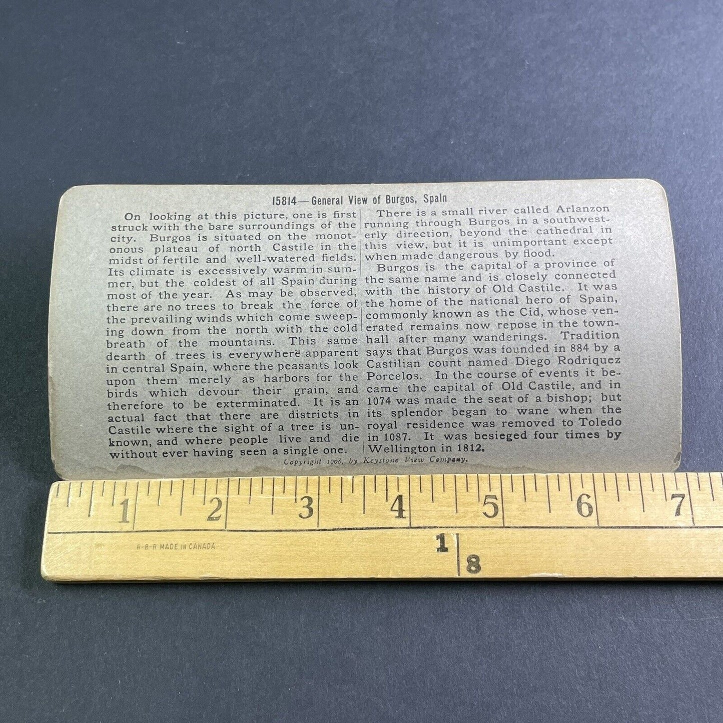 Antique 1908 Burgos Spain City View Stereoview Photo Card P2215
