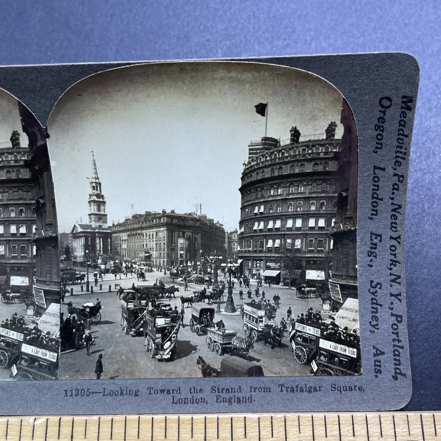 Antique 1909 Lipton Tea Ad On Buggy London England Stereoview Photo Card V2883