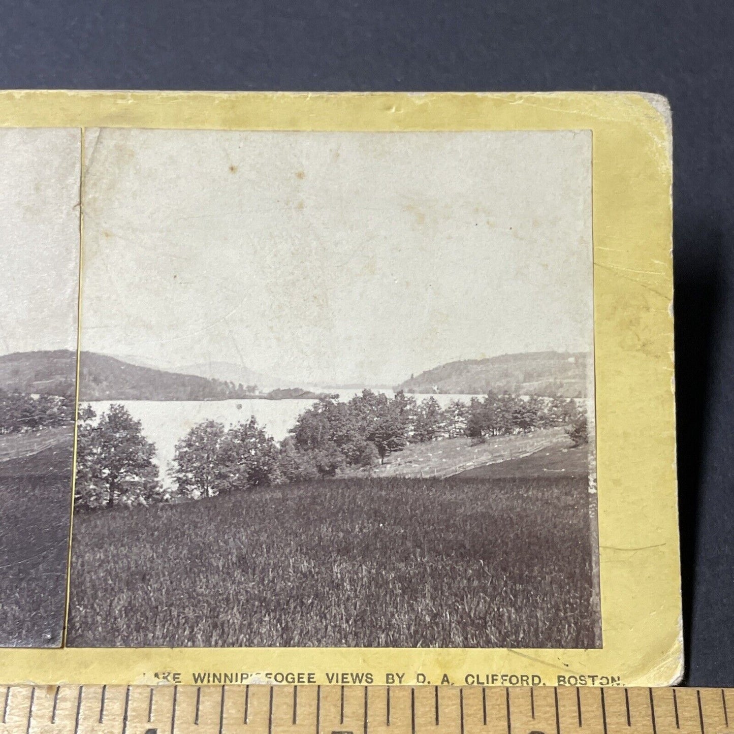 Antique 1870s Alton Bay New Hampshire Stereoview Photo Card V1828