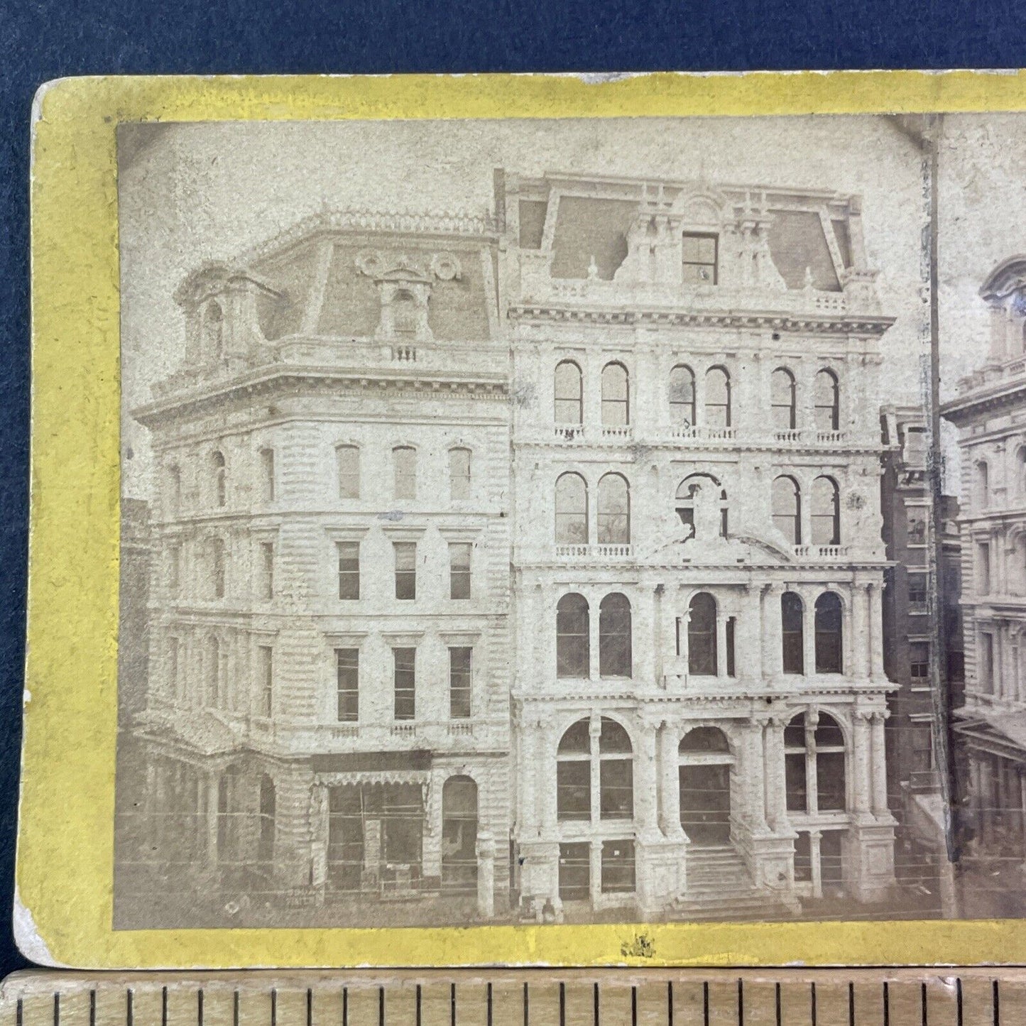 National Park Bank Stereoview Ann St & Broadway Manhattan NY Antique c1872 X2446
