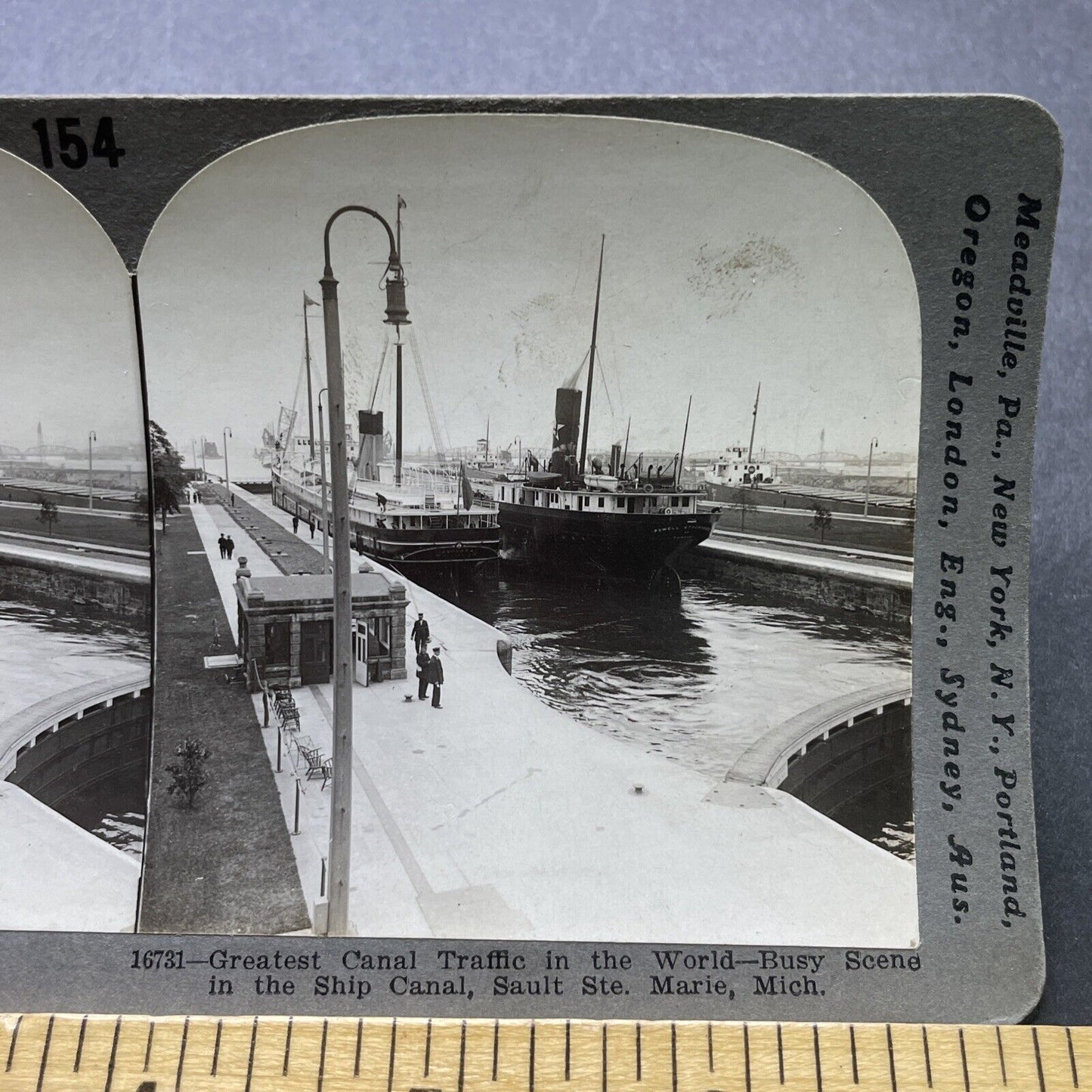 Antique 1916 Powell Stackhouse Freighter Ship Panama Stereoview Photo Card P2423