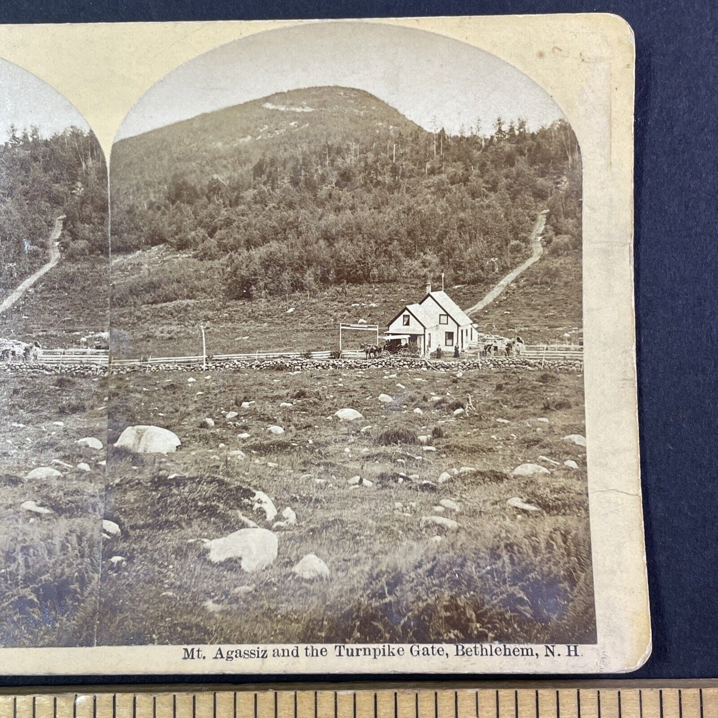 Turnpike Gate Bethlehem New Hampshire Stereoview Antique c1870s Y1474