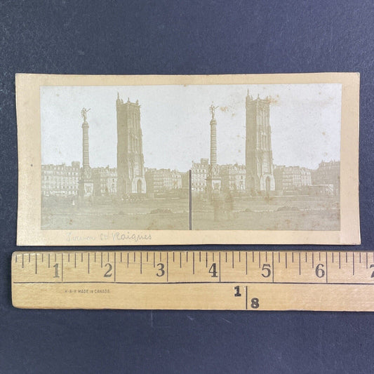 St. Jacques Gothic Tower Paris France Stereoview Antique c1855 Y1106