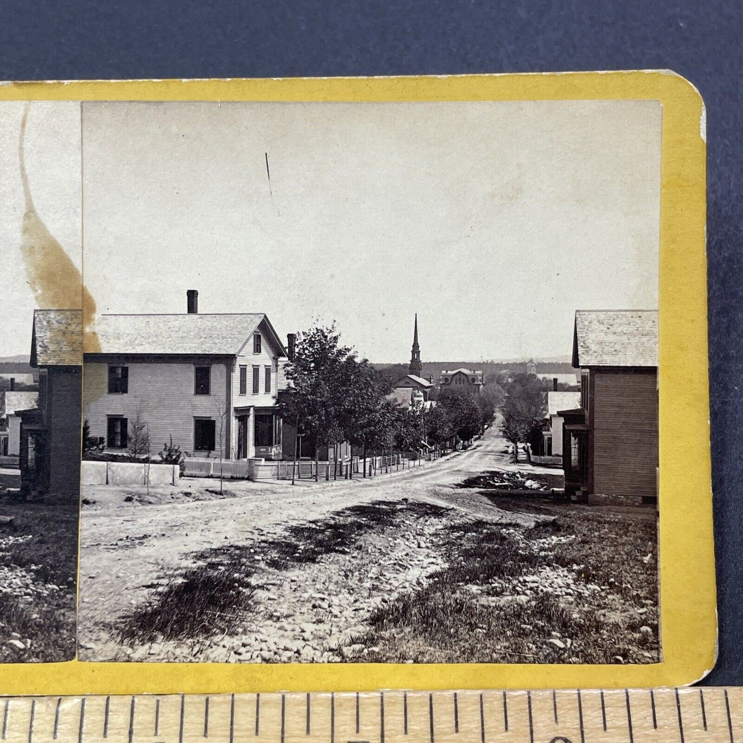 Antique 1860s School Street Concord New Hampshire Stereoview Photo Card V2092