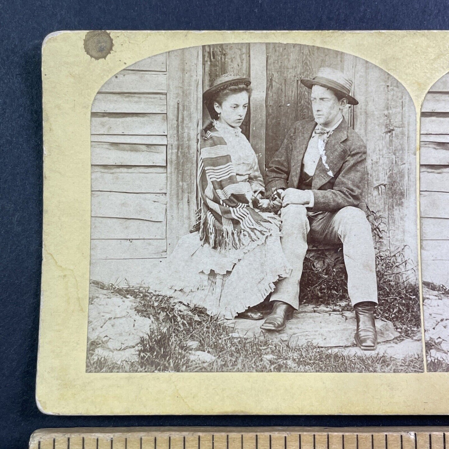 Man and Woman Have an Argument Stereoview BW Kilburn Antique c1876 X4078