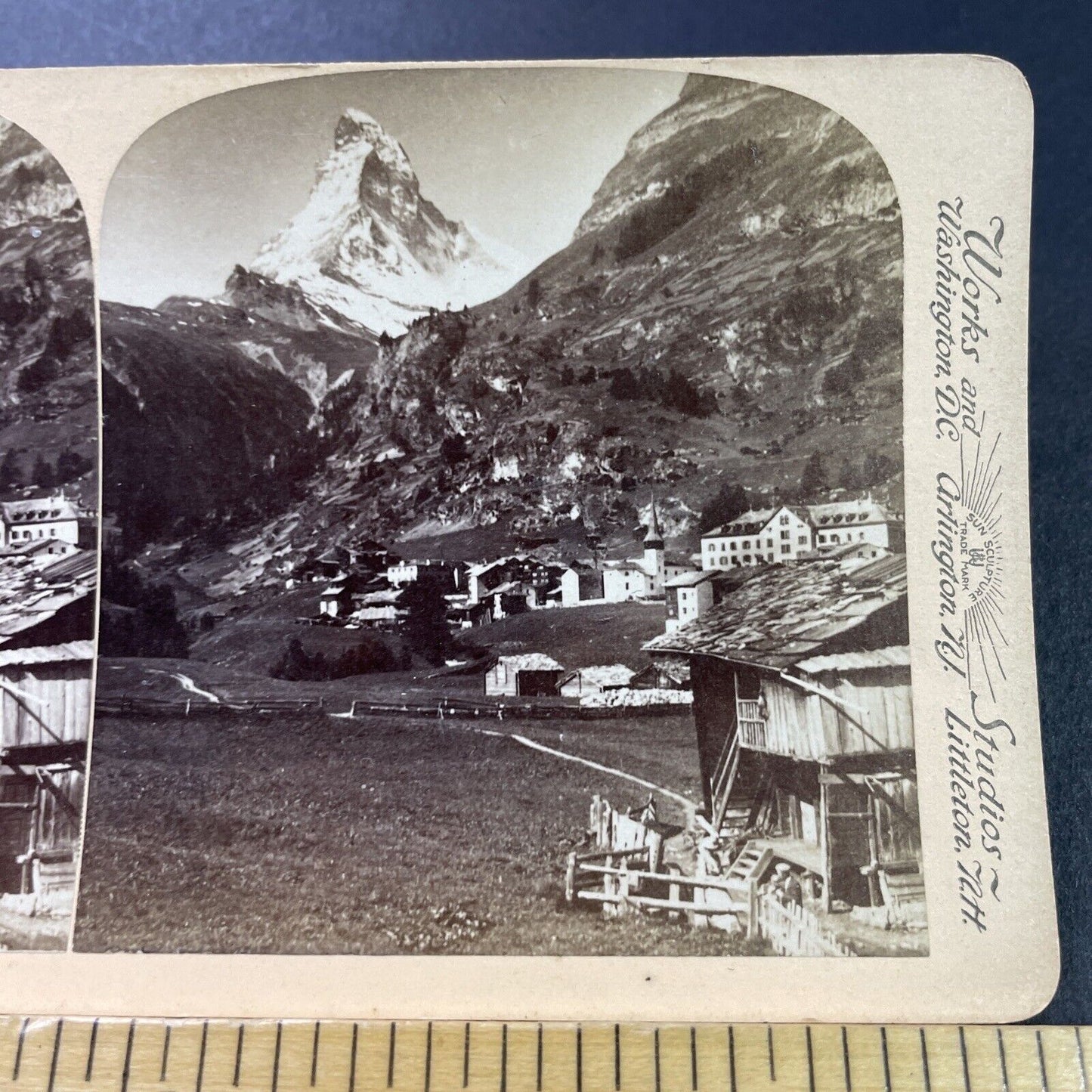 Antique 1890s Zermatt Matterhorn Switzerland Stereoview Photo Card P3900