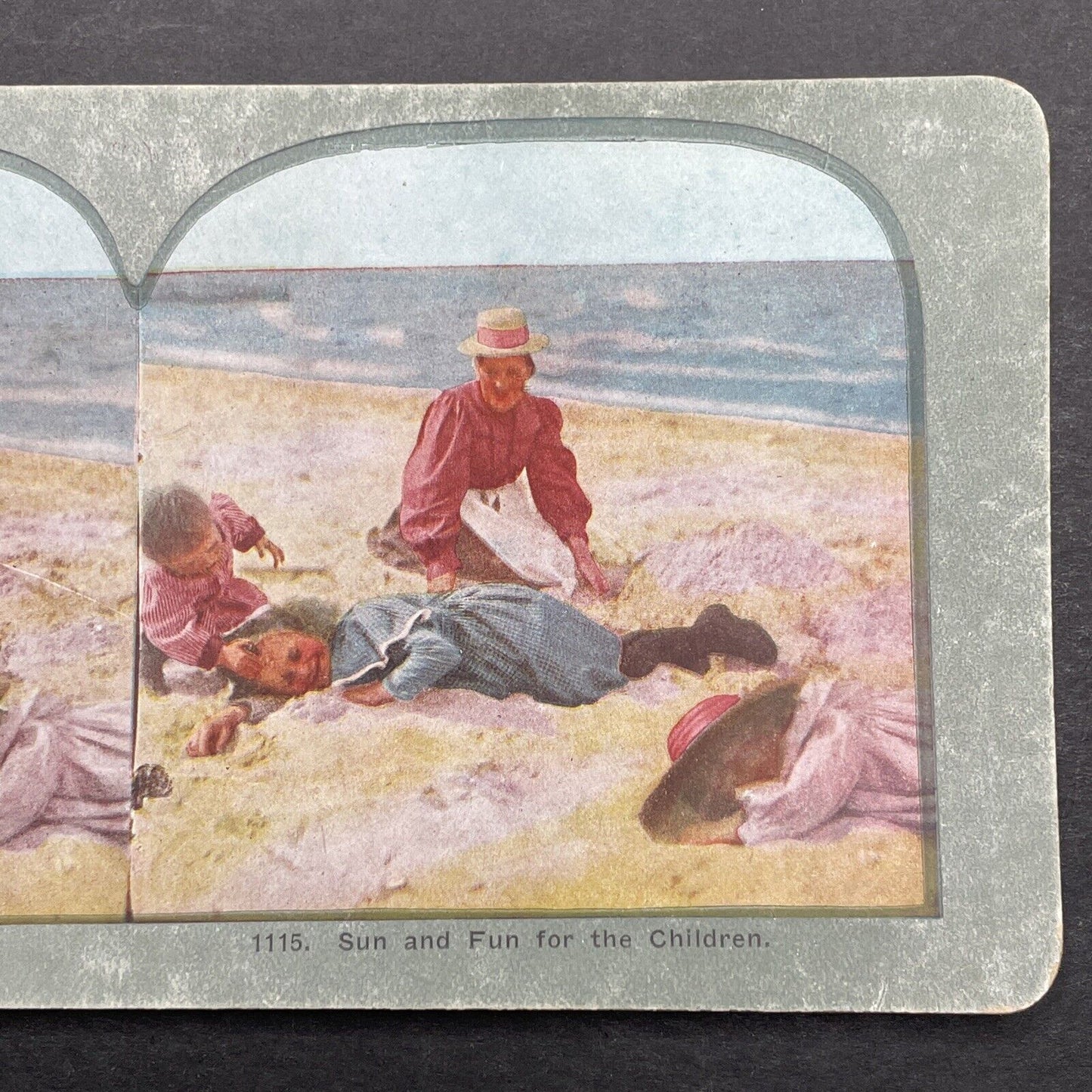 Antique 1892 Mother And Children In Beach Wear Stereoview Photo Card P1241