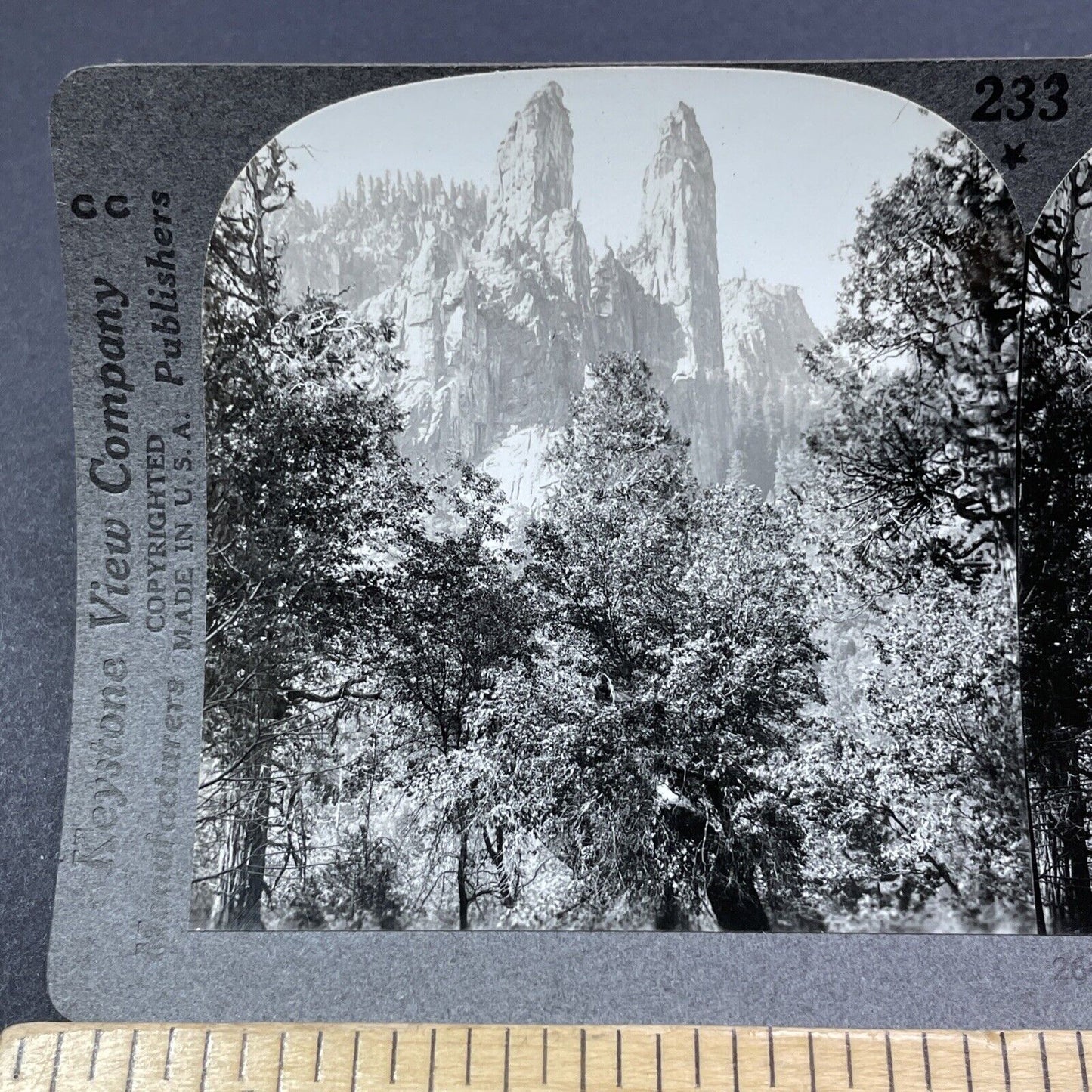 Antique 1910s Cathedral Spires Yosemite California Stereoview Photo Card V2035