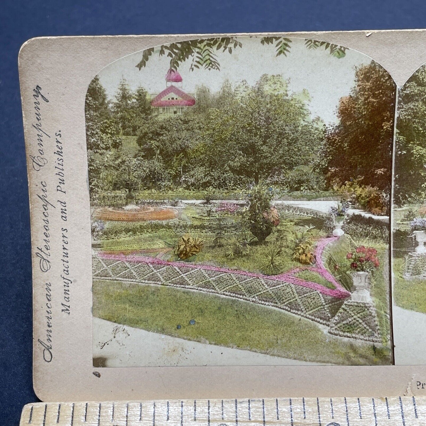 Antique 1890s Prospect Point Dayton Ohio Gardens Stereoview Photo Card P1852