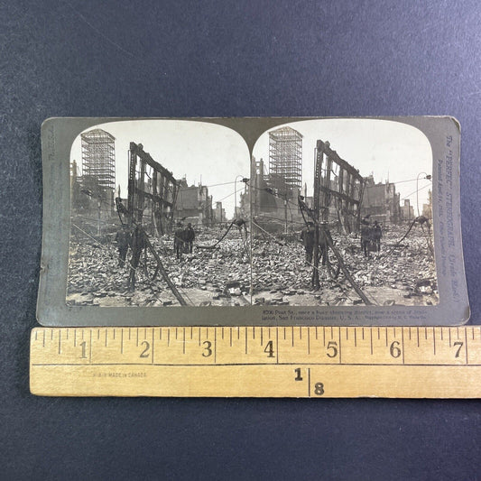 Post Street San Francisco Earthquake Disaster Stereoview Antique c1906 X1847