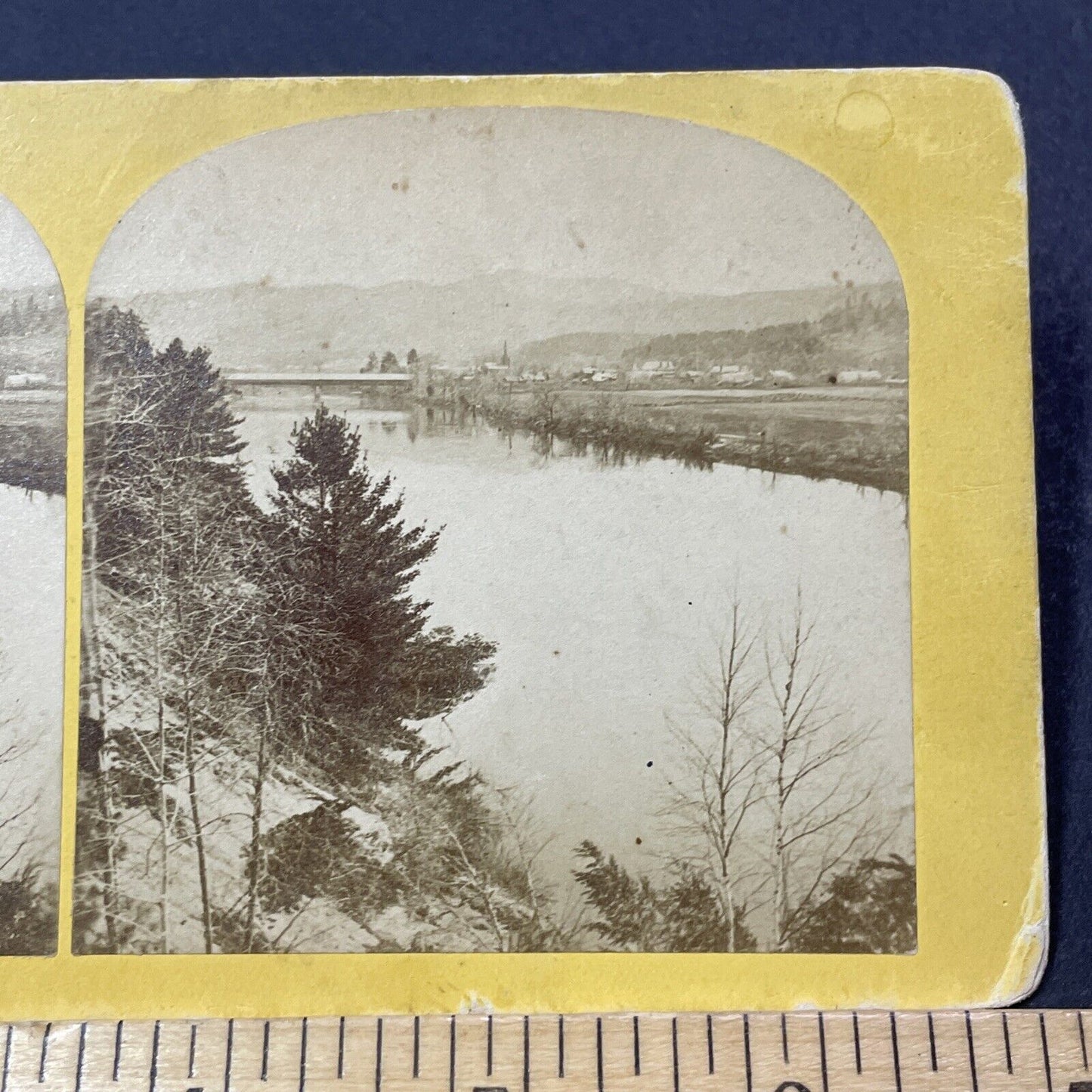 Antique 1870s Covered Bridge Warren New Hampshire Stereoview Photo Card V2134