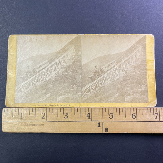 Mount Washington Railway Cog Train Stereoview SF Adams Photo Antique c1869 X1004