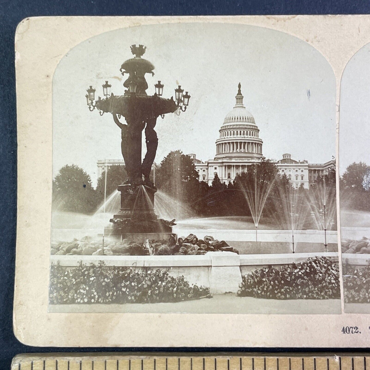 Fountain of Light and Water Stereoview Washington D.C. Antique c1880 X4120