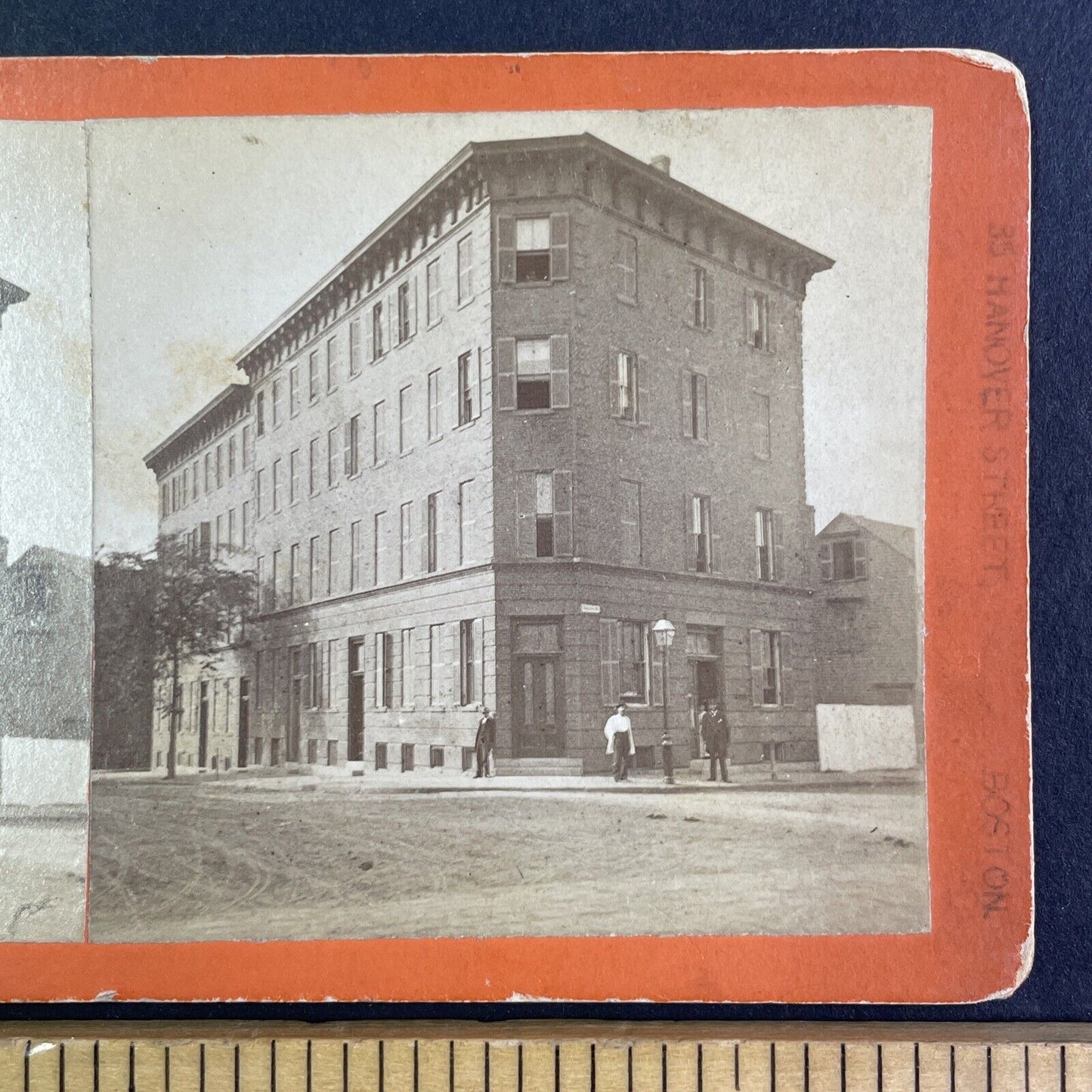 H.E. Sharp's Photography Studio 35 Hanover Street Boston Stereoview c1867 X1925