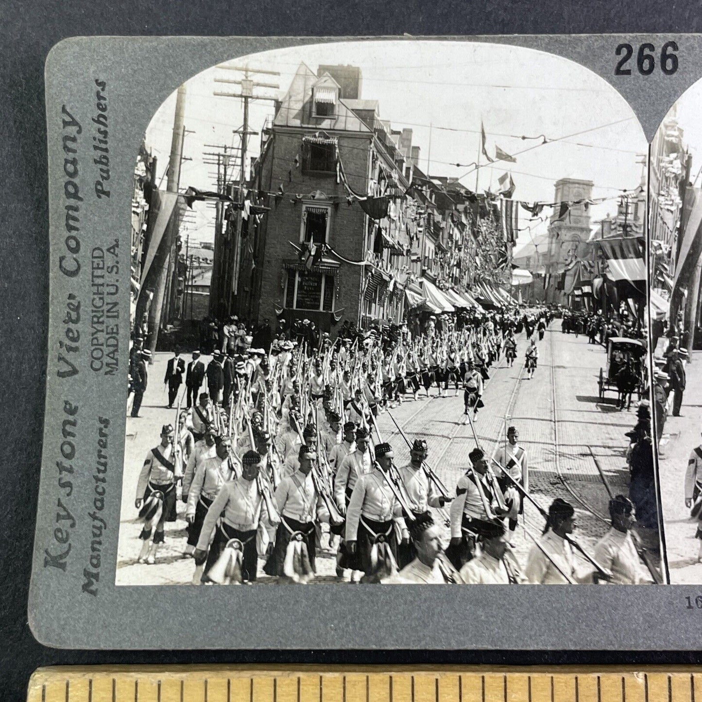 Fifth Royal Highlanders of Montreal Marching Quebec Canada Stereoview 1908 Y2565