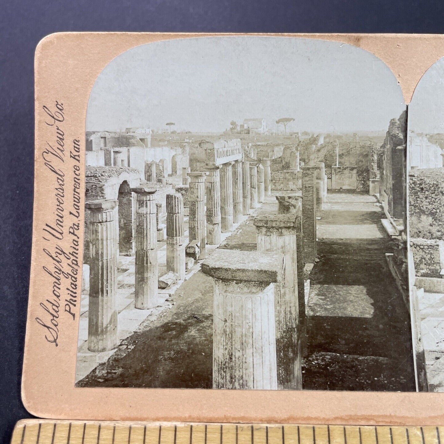 Antique 1890s Volcano Ruins Pompeii Italy Stereoview Photo Card P3849