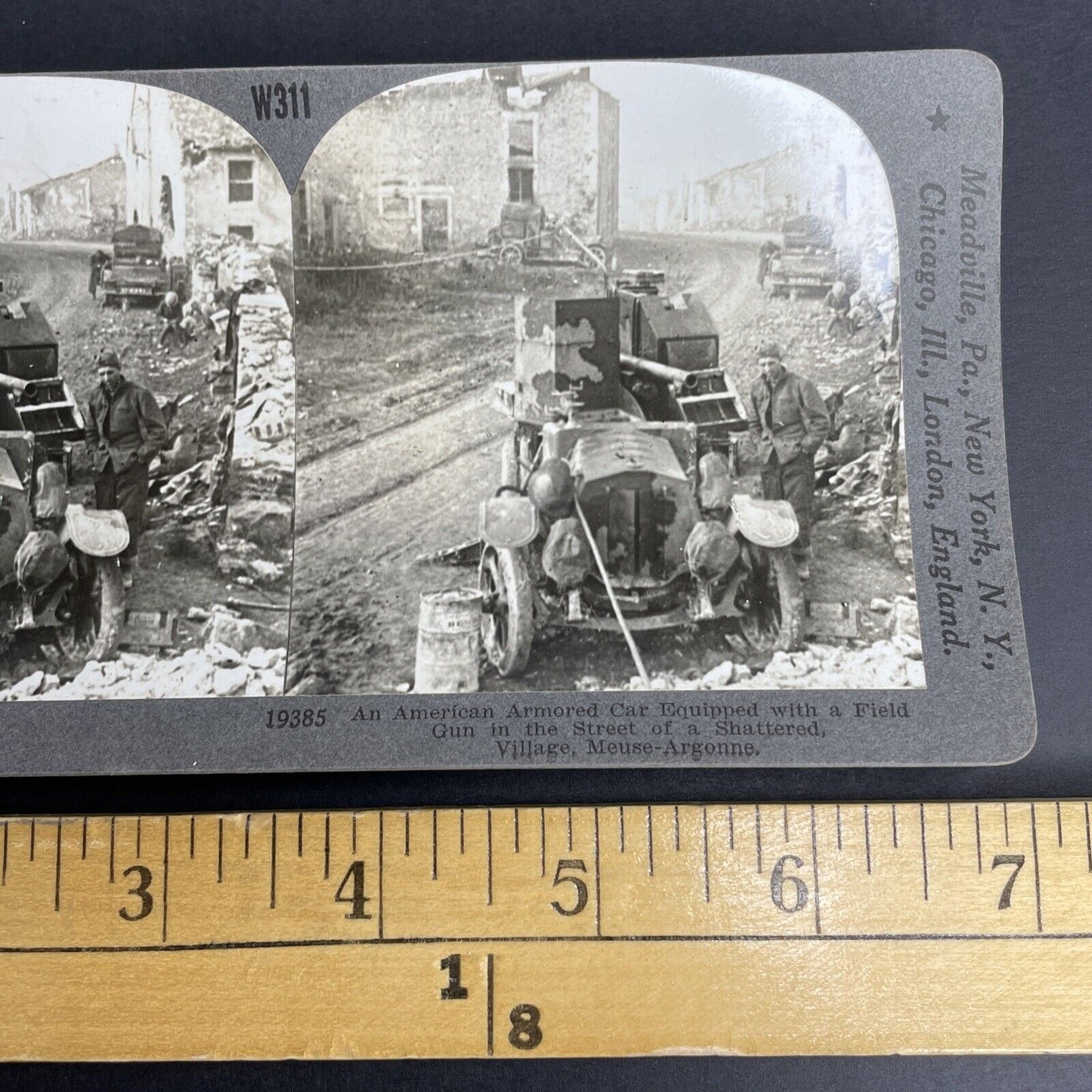 Antique 1918 American USA Armored Car World War 1 WWI Stereoview Photo Card P940