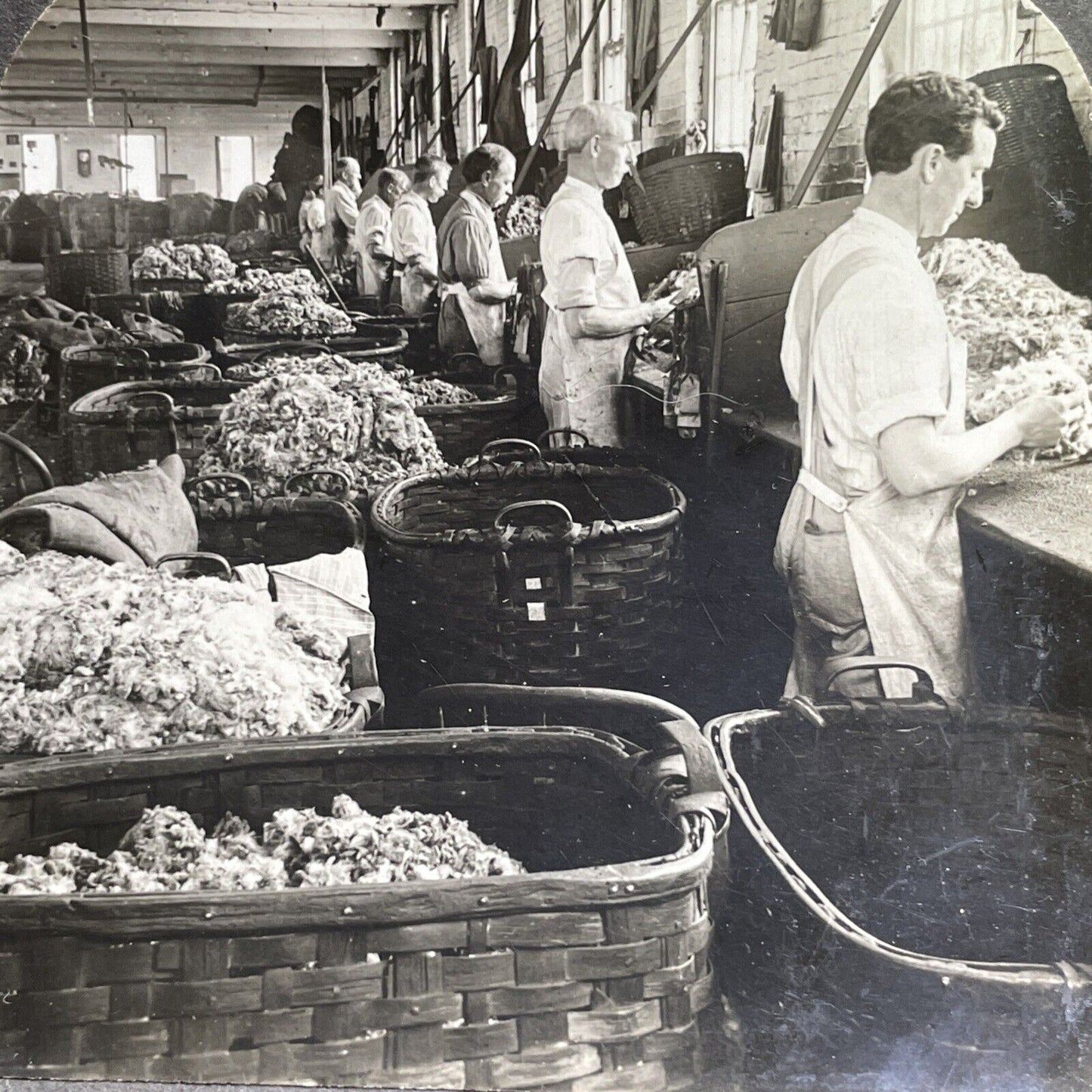 Antique 1909 Wool Factory In The United States Stereoview Photo Card P1780