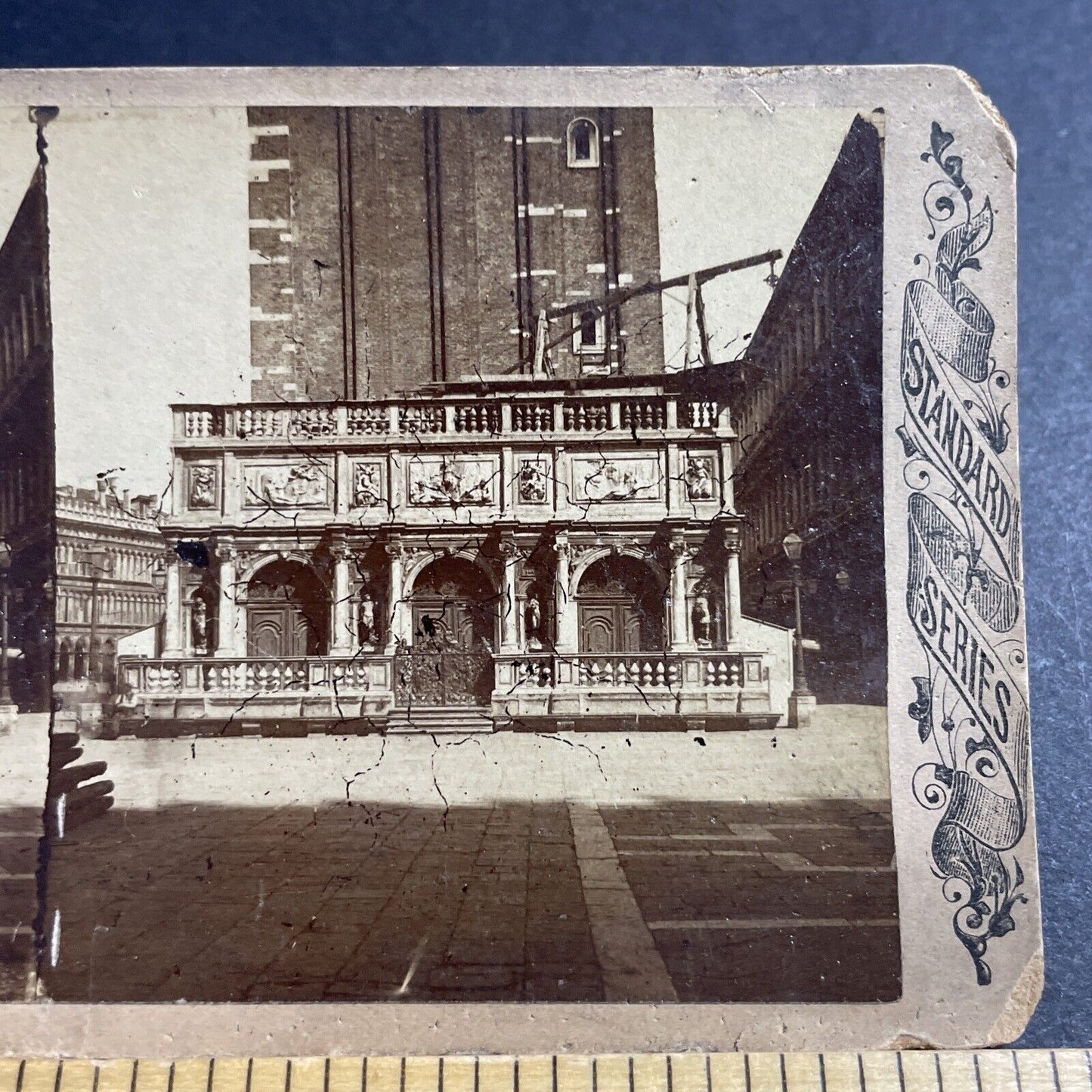 Antique 1880s Loggetta Del Sansovino Venice Italy Stereoview Photo Card P5524