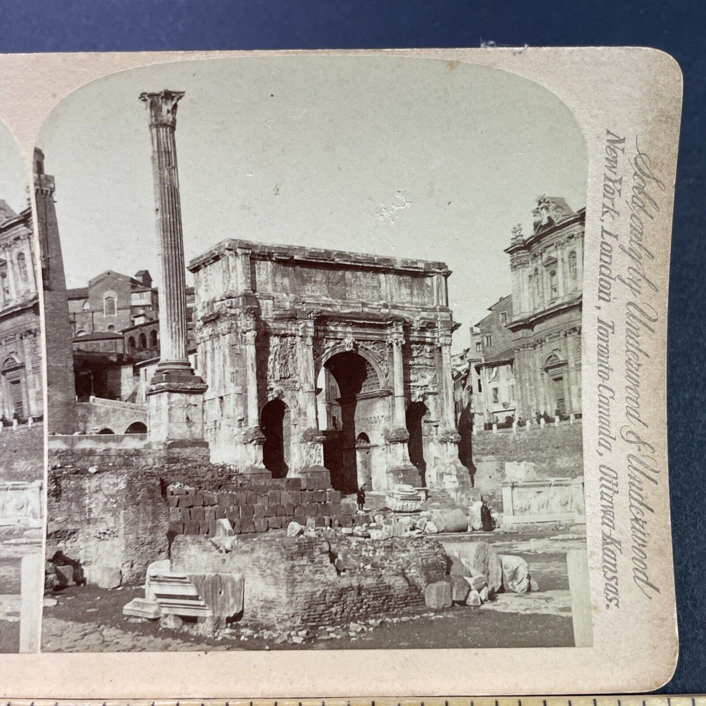 Antique 1897 Septimius Severus Arch Rome Italy Stereoview Photo Card P3796