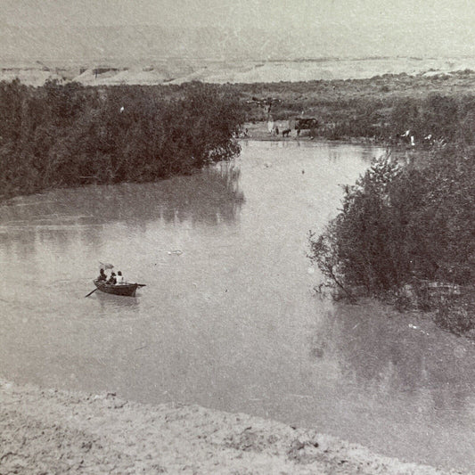 Antique 1899 The Jordan River Palestine Israel Stereoview Photo Card P1337