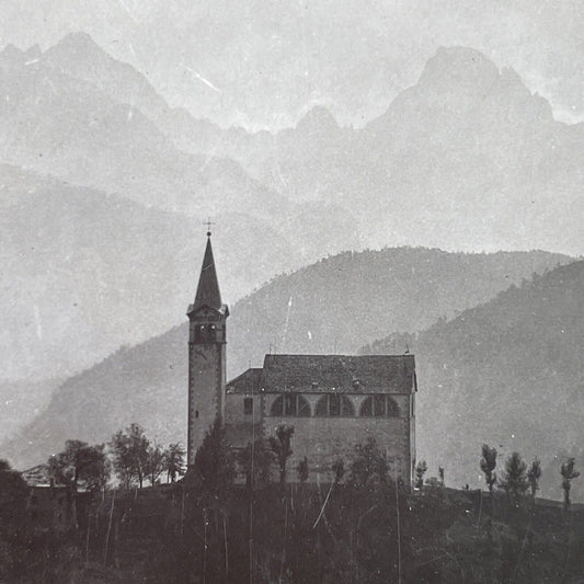 Antique 1925 Church In South Tyrol Italy OOAK Stereoview Photo Card P3247