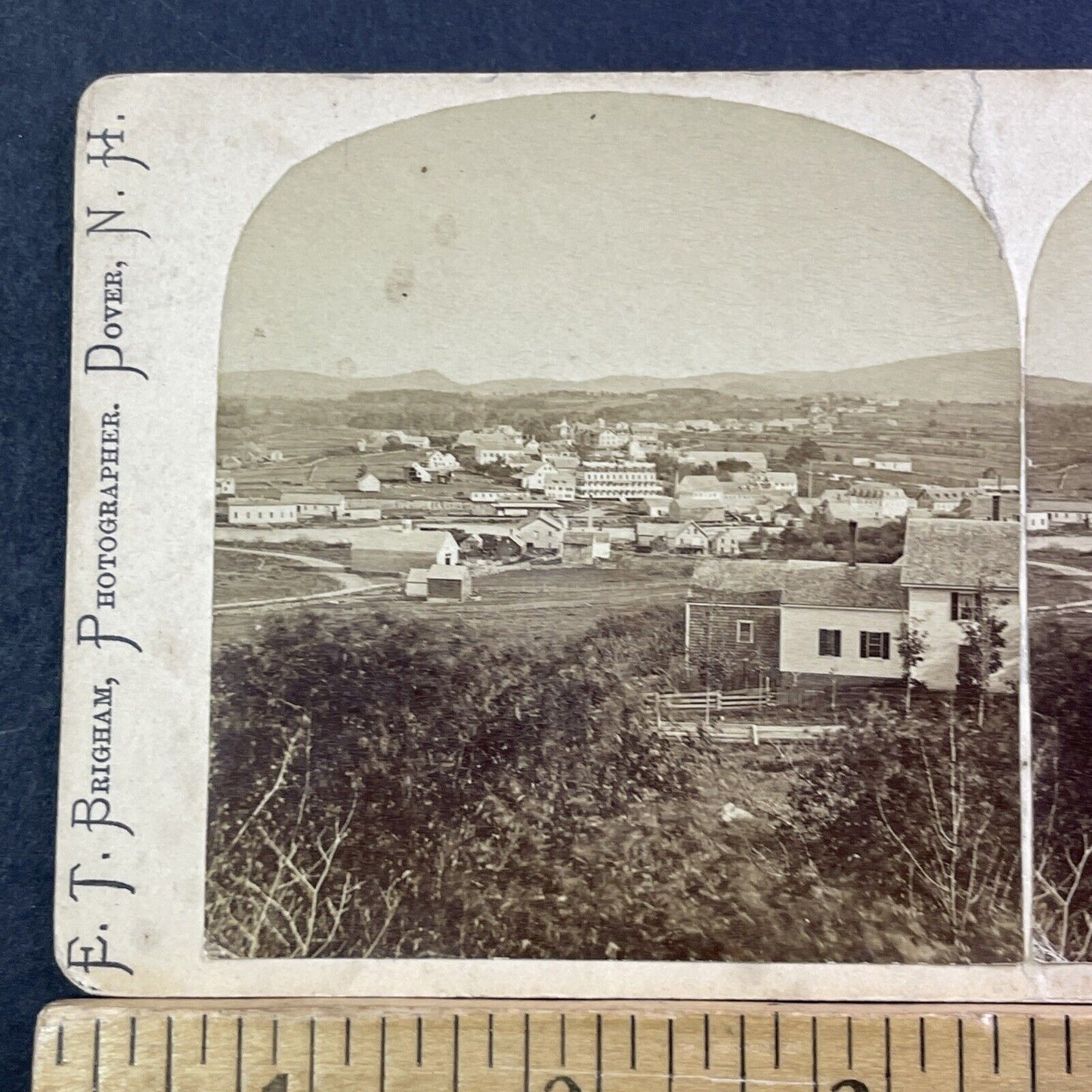 Downtown Wolfeboro NH Stereoview Photo Card ET Brigham Antique c1875 X1205