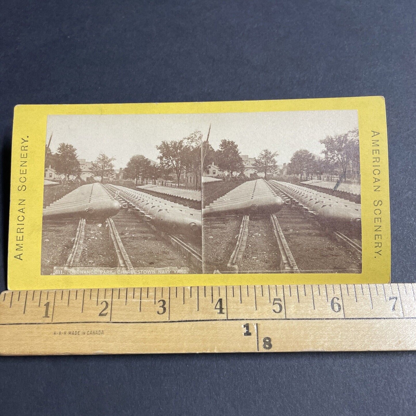 Antique 1870s US Navy Battleship Deck Canons Stereoview Photo Card P4895