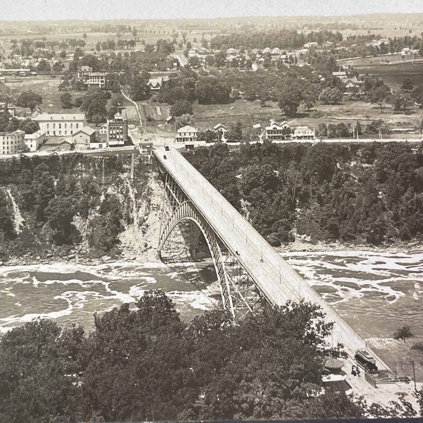 The Honeymoon Bridge and Whirlpool Street Stereoview Niagara Falls c1901 Y1449