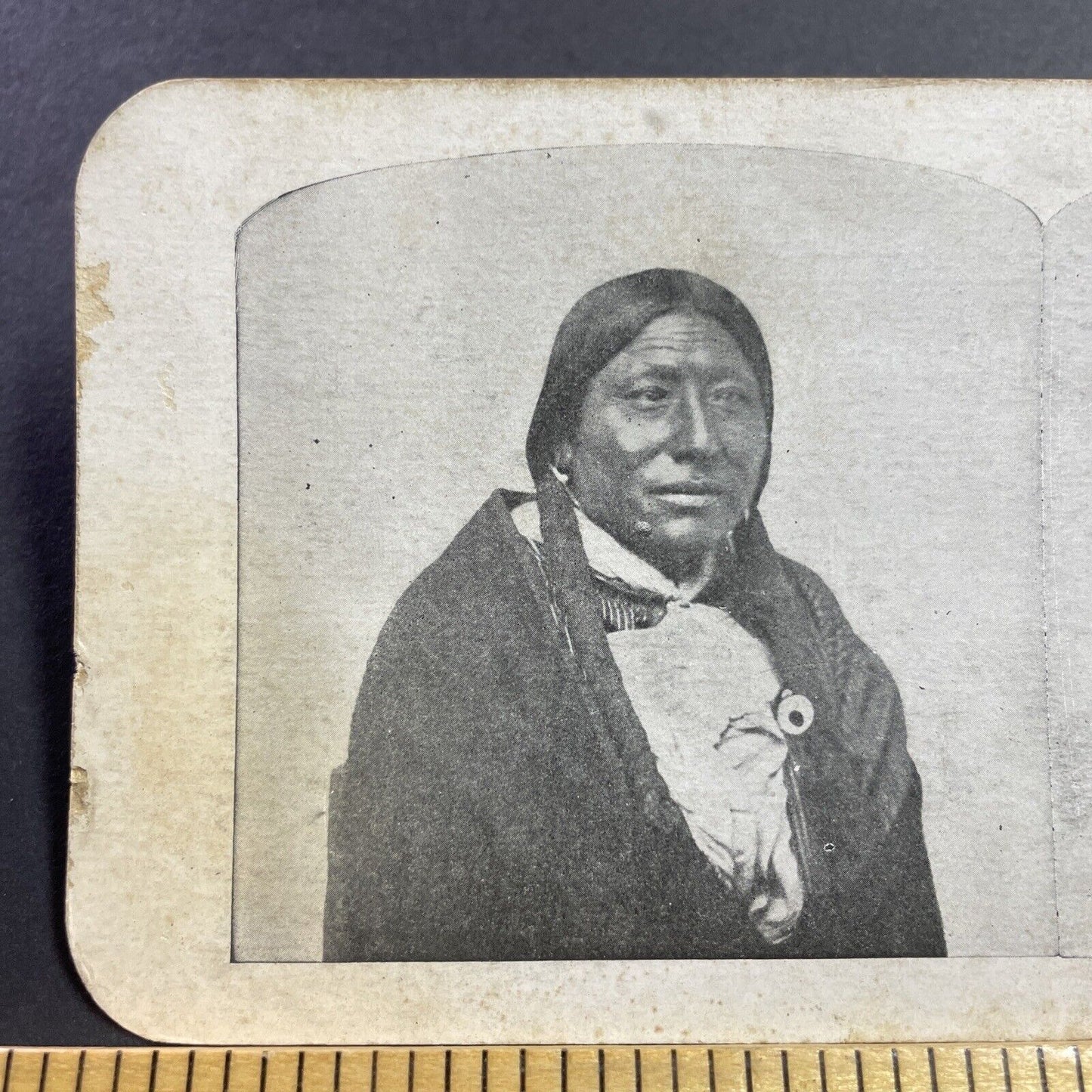 Antique 1905 Chief Whirlwind Native American Indian Stereoview Photo Card Q2246