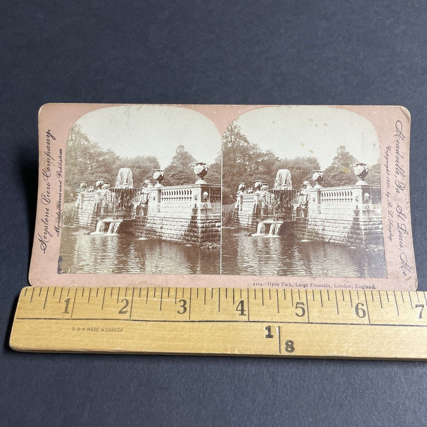 Antique 1887 Large Fountain Hyde Park England Stereoview Photo Card P4594