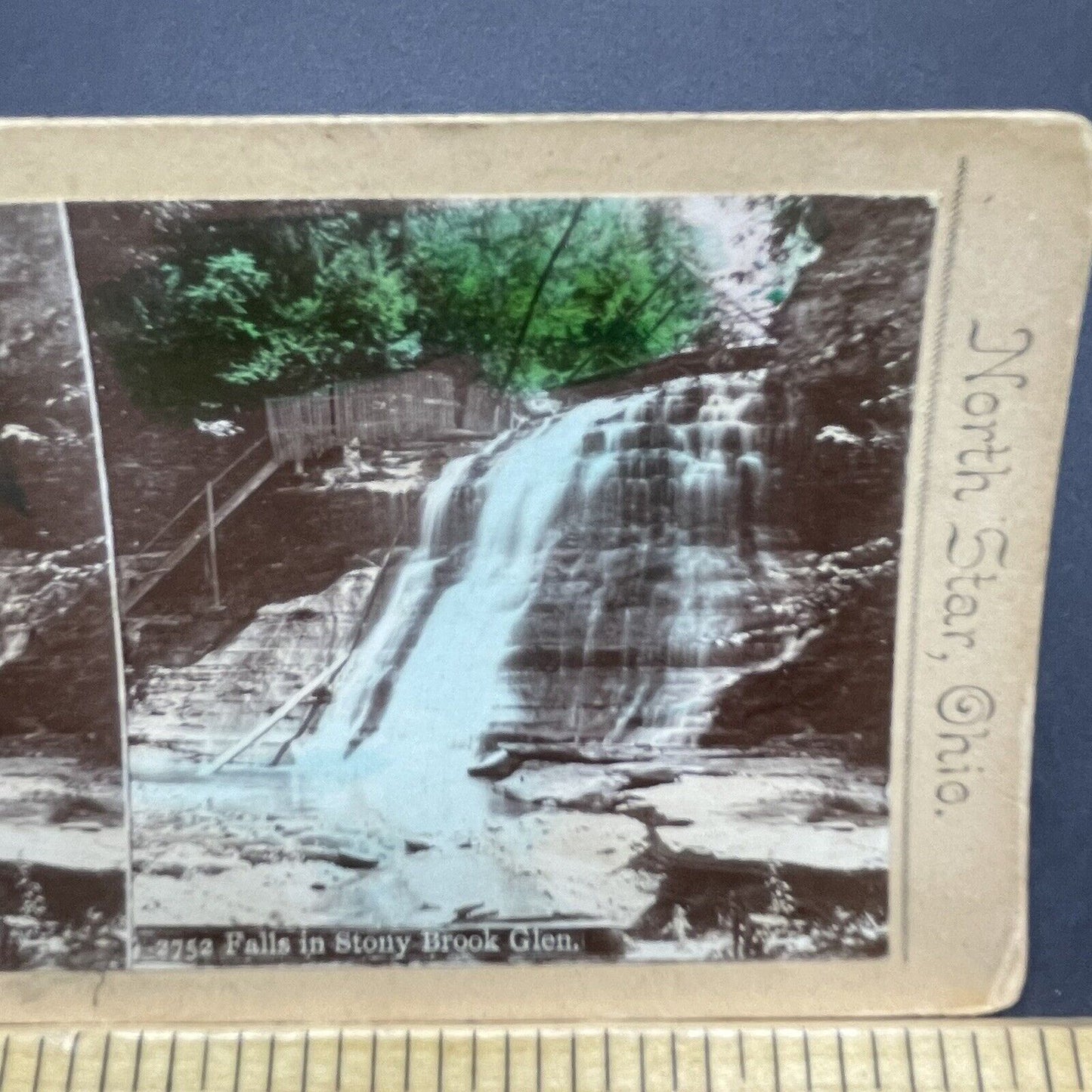 Antique 1890s Stony Brook Waterfall Varysburg NY Stereoview Photo Card P1870