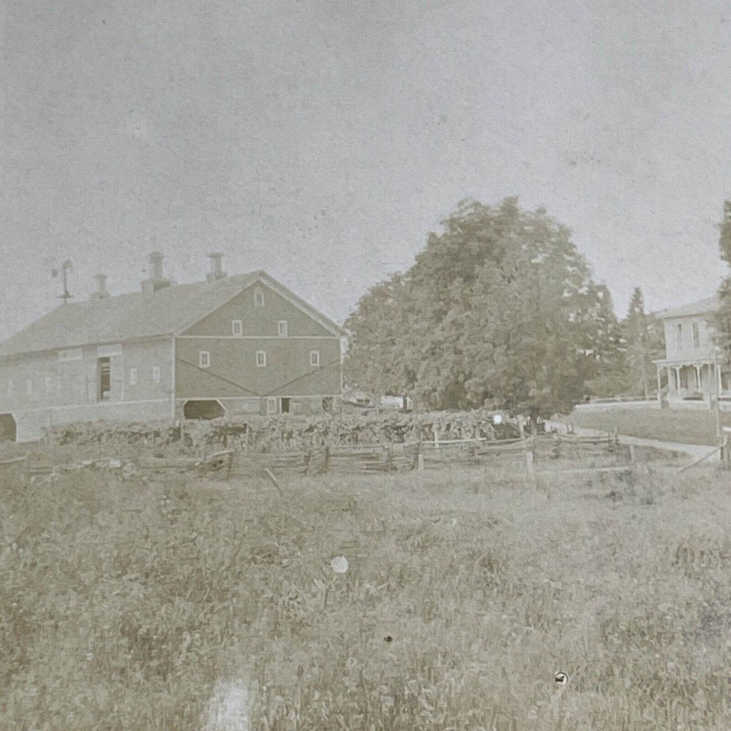 H Tucker Homestead Farm Stereoview Pike County Waverly Ohio Antique c1880 X1520