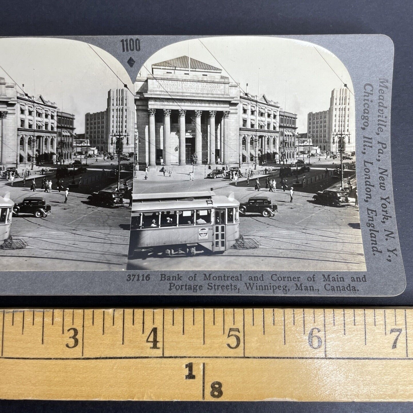 Antique 1920's Bank Of Montreal In Winnipeg Manitoba Stereoview Photo Card P967