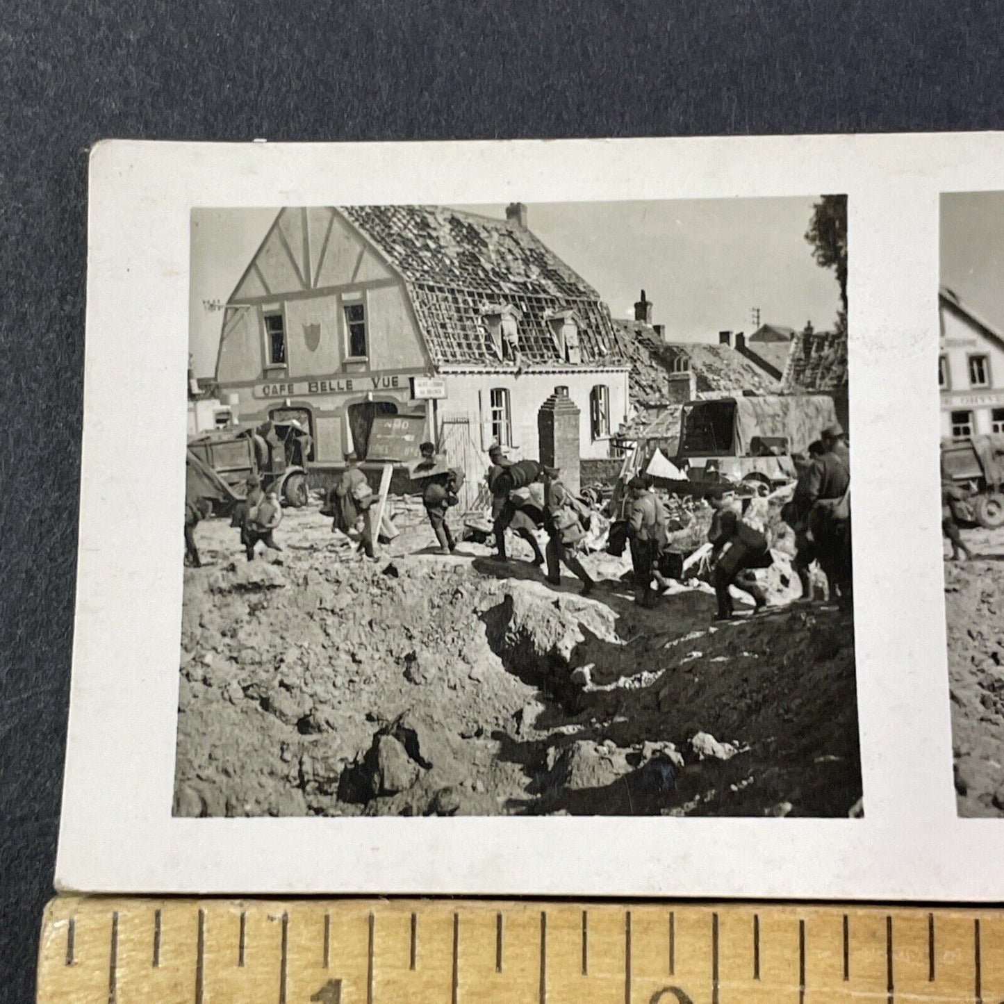 SMALL German Soldiers Capture French WW2 WWII Stereoview Vintage c1940 X2828