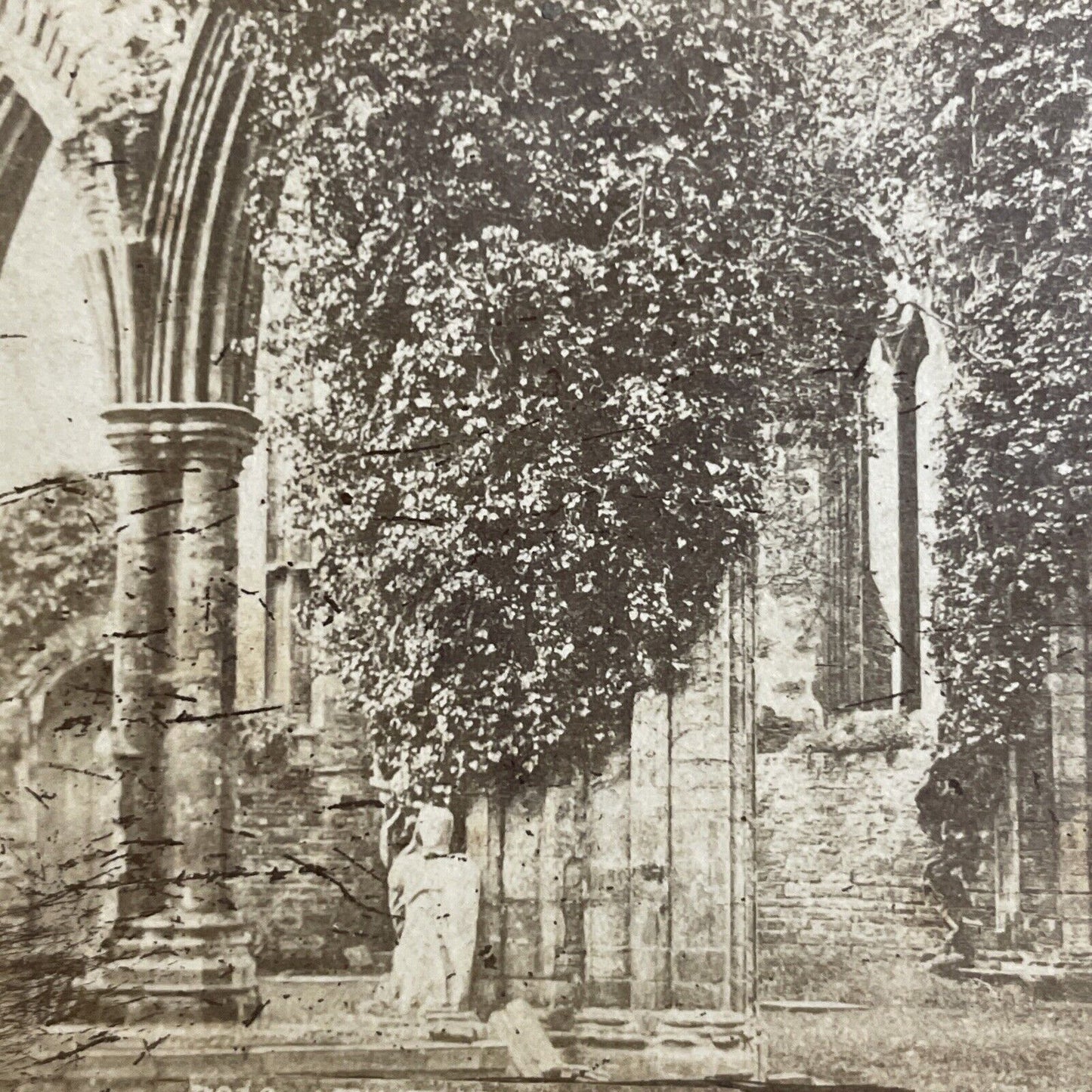 Antique 1870s Tinturn Abbey Monmouthshire England Stereoview Photo Card P4373