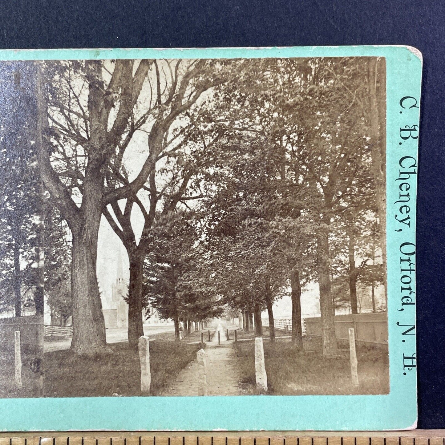 Orford New Hampshire Mall View Stereoview CB Cheney Photo Antique c1860s X867