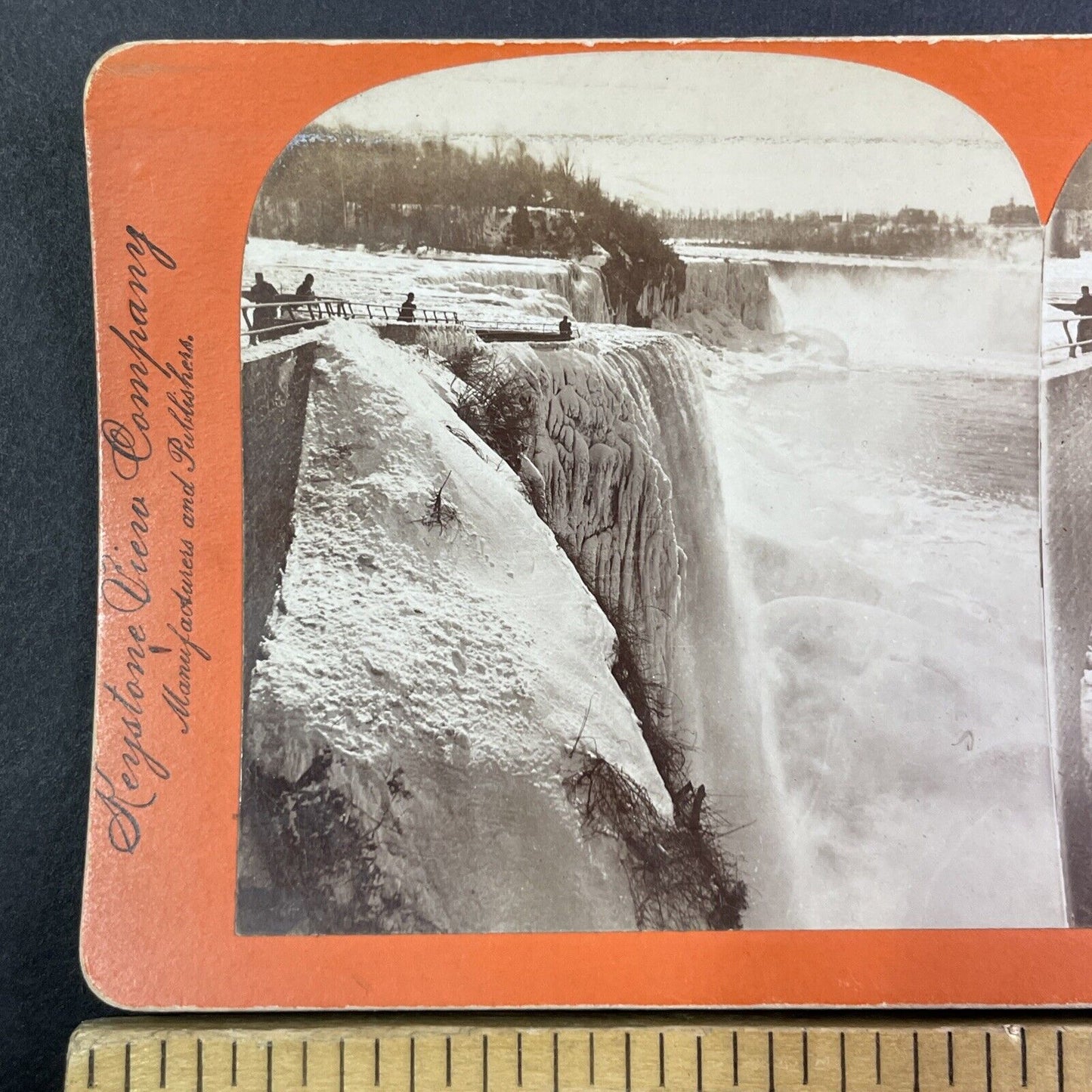 Niagara Falls New York Waterfall Frozen Stereoview Antique c1896 Y1442