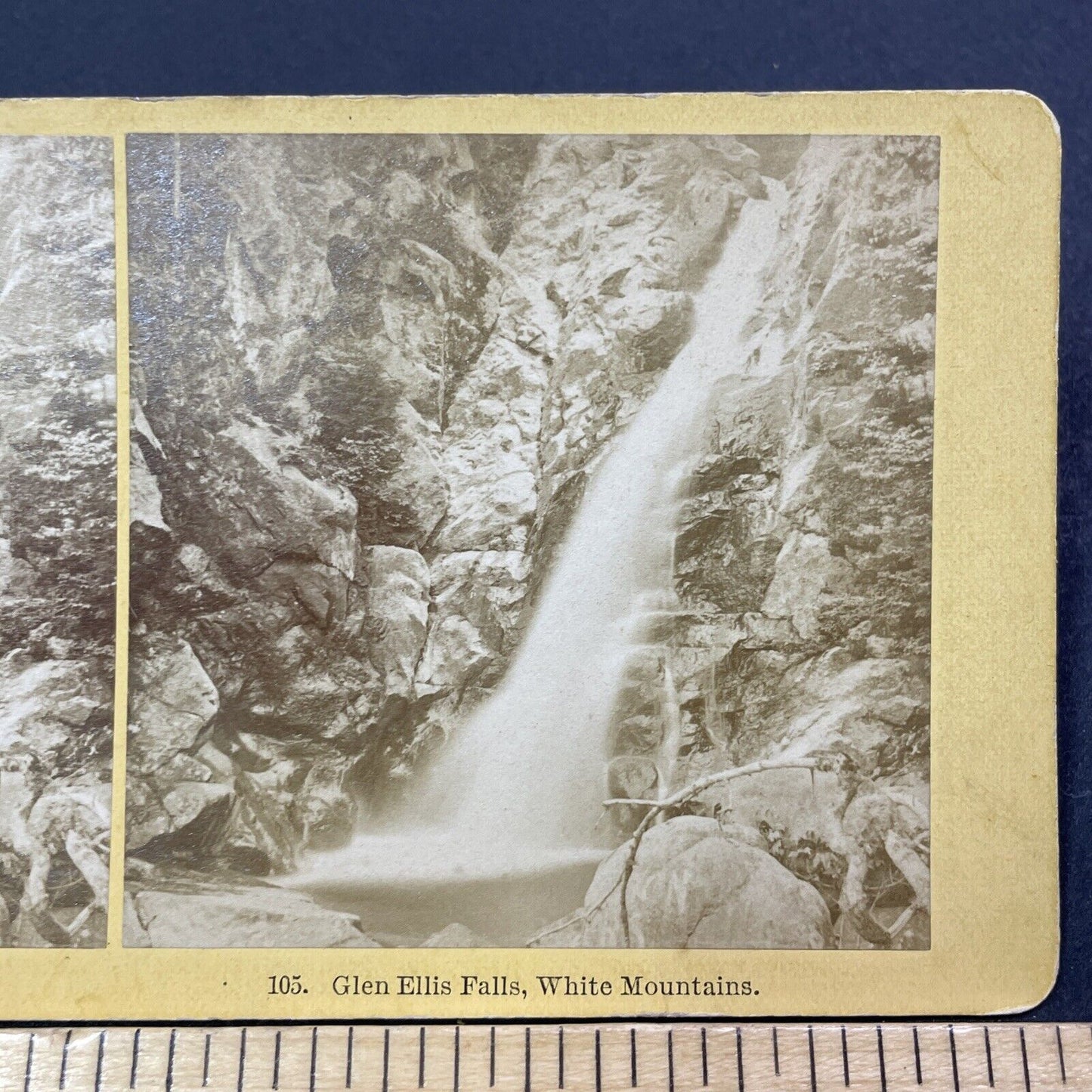 Antique 1870s Glen Ellis Falls New Hampshire Stereoview Photo Card V1949