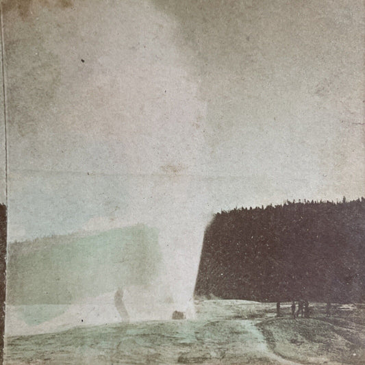 Antique 1880s Lone Star Geyser Erupts Yellowstone Stereoview Photo Card P4867